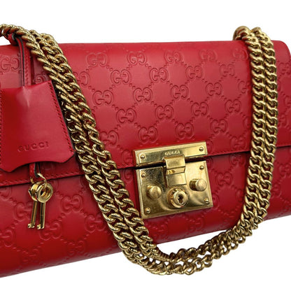 Borsa Padlock in pelle GG rossa, di lusso, originale, usata, ottime condizioni. 