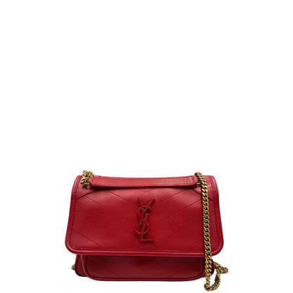 front  Borsa Niki Saint Laurent rossa nella versione baby, di lusso, originale, ottime condizioni, usata.