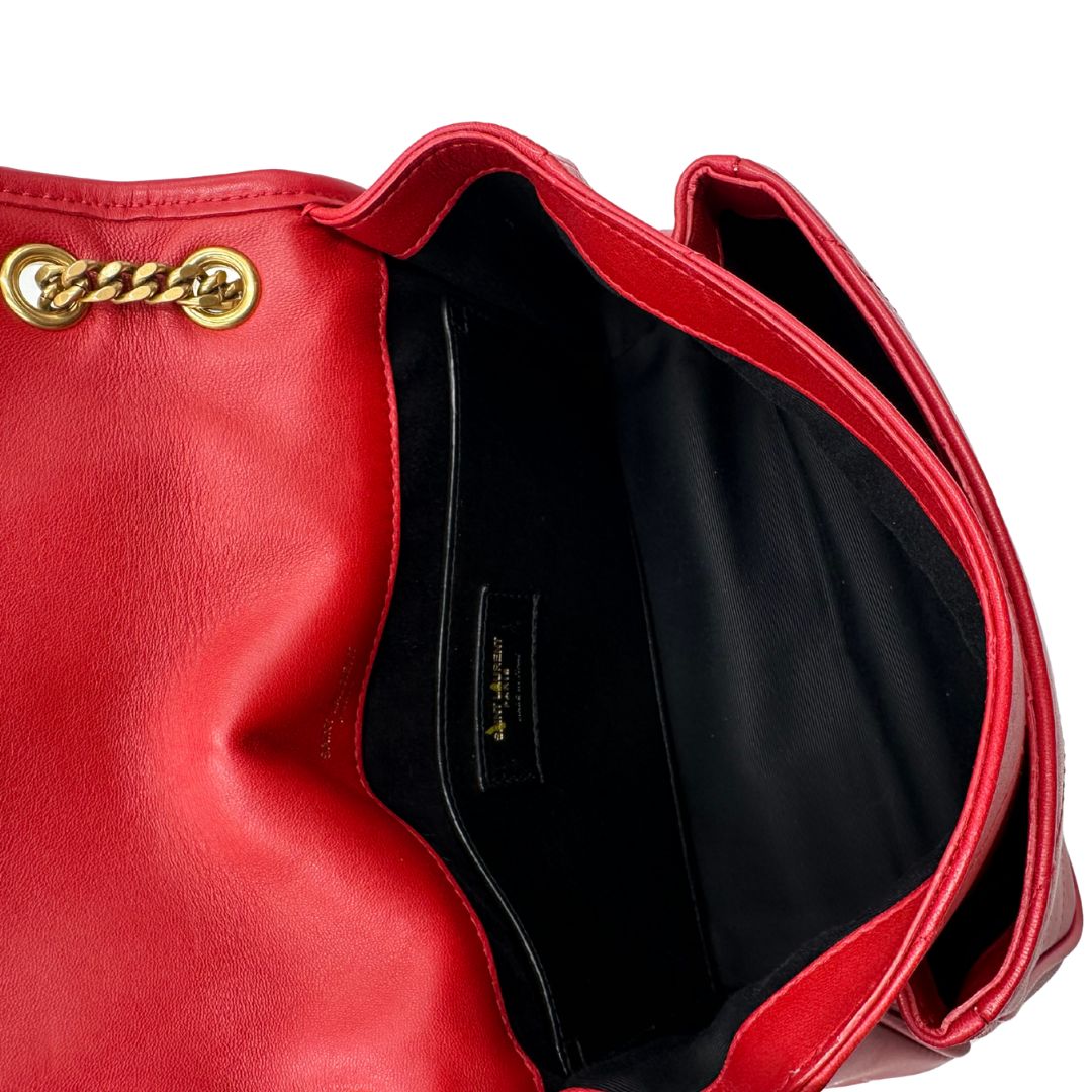 interno  Borsa Niki Saint Laurent rossa nella versione baby, di lusso, originale, ottime condizioni, usata. 