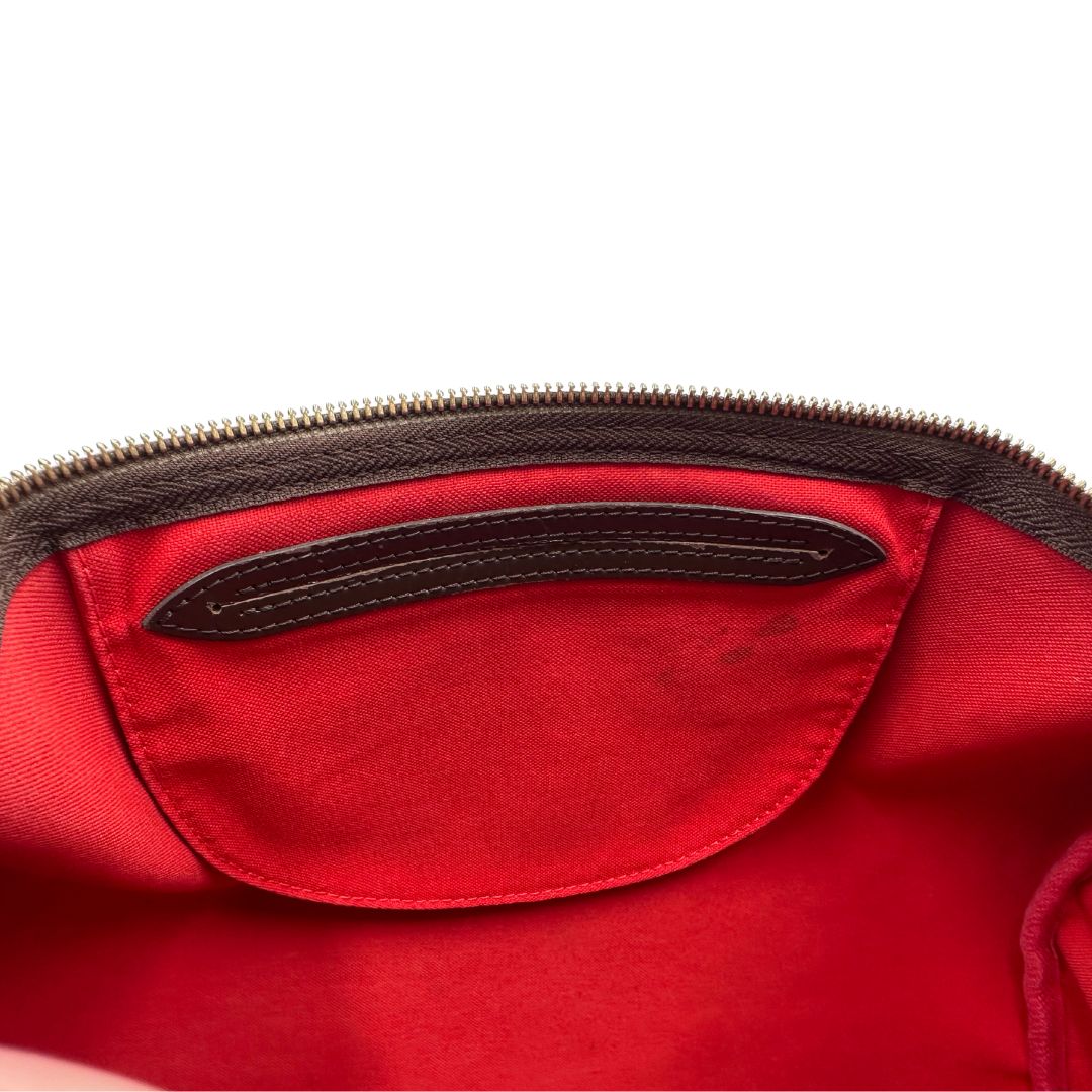 Tasca interna, Louis Vuitton Speedy in tela Damier Ébène marrone e hardware dorato. Originale, usato, di lusso, in buone condizioni.