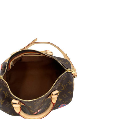 Interno, Borsa Louis Vuitton realizzata in tela monogram marrone con finiture in vacchetta naturale. Originale, usata, di lusso, in condizioni eccellenti.