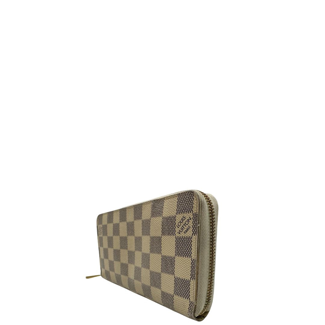 lato  Louis Vuitton portafoglio in canvas damier azur, di lusso, originale, ottime condizioni,  usato. 