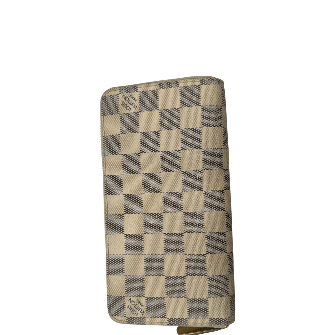 lato  Louis Vuitton portafoglio in canvas damier azur, di lusso, originale, ottime condizioni,  usato. 