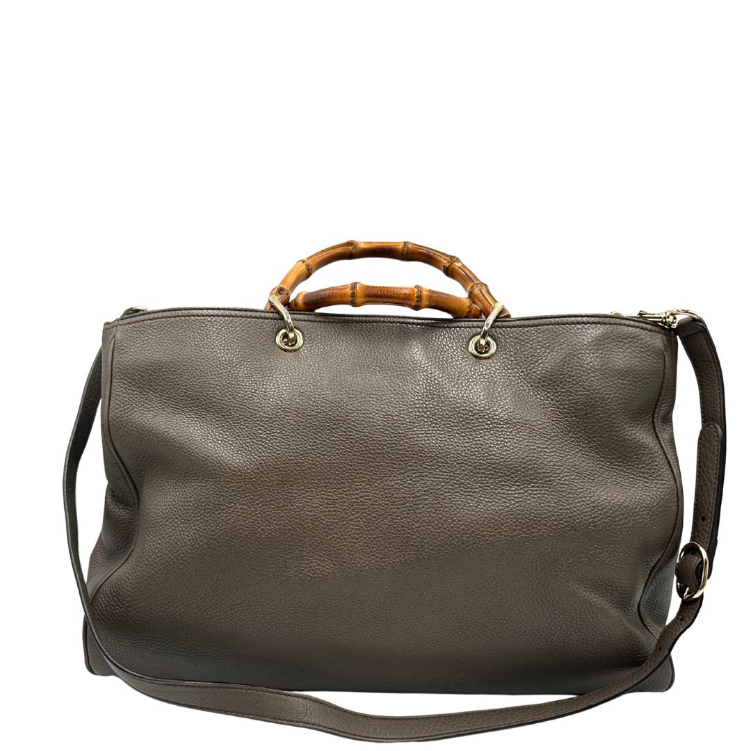 retro Borsa Gucci bamboo color fango con doppi manici bamboo, di lusso, originale, ottime condizioni, usata, originale.