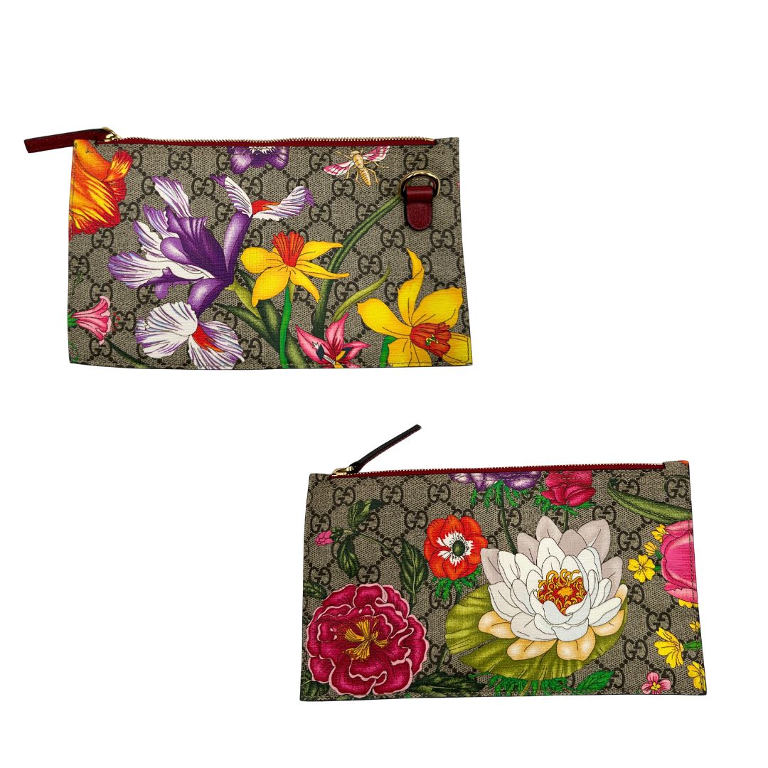 Pochette interna, Borsa Gucci in canvas GG Supreme nella versione large, presenta il classico nastro Web verde e rosso al centro.