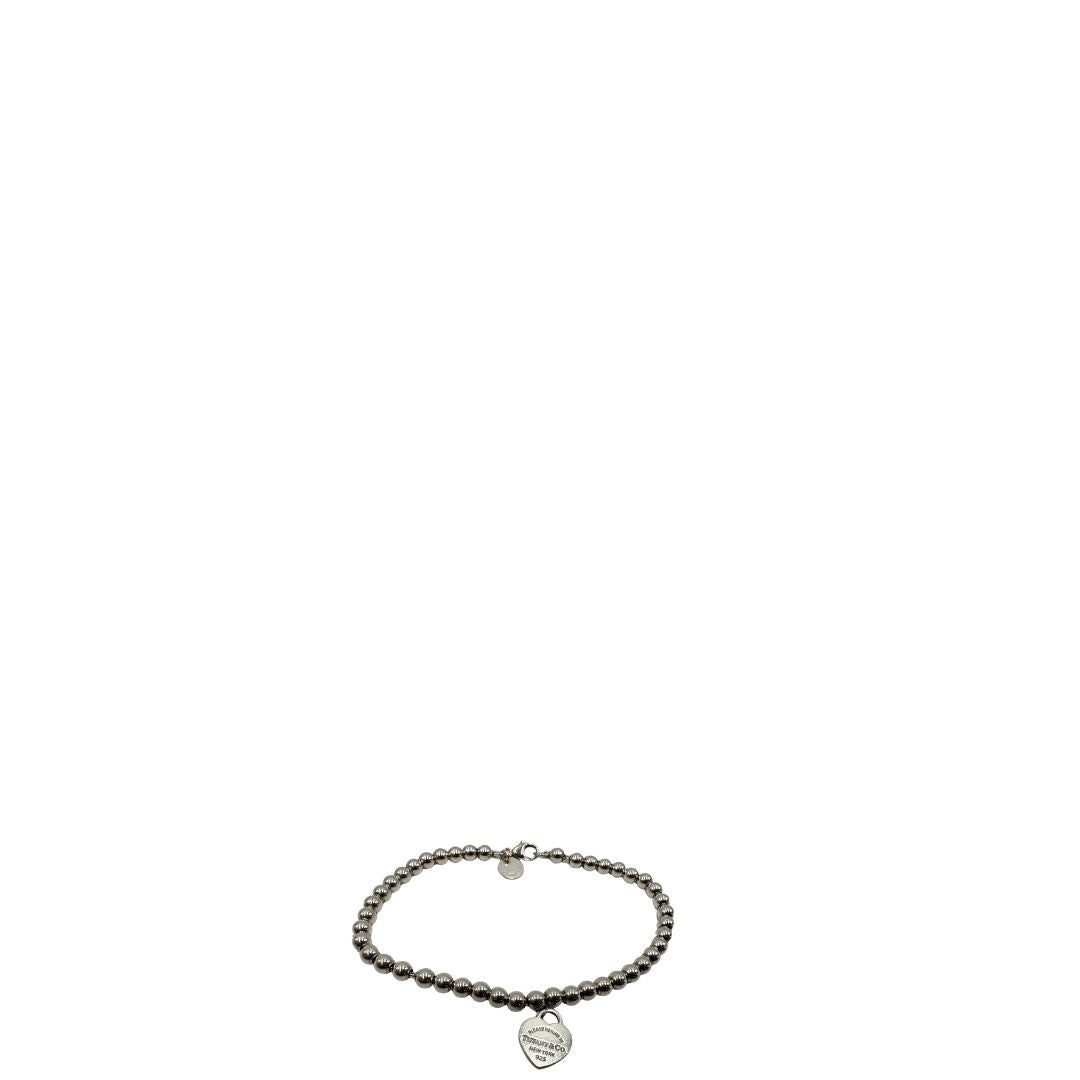 Bracciale Tiffany&Co. in argento 925 con ciondolo in argento con finitura smaltata Tiffany Blue, di lusso, originale, ottime condizioni, usato.