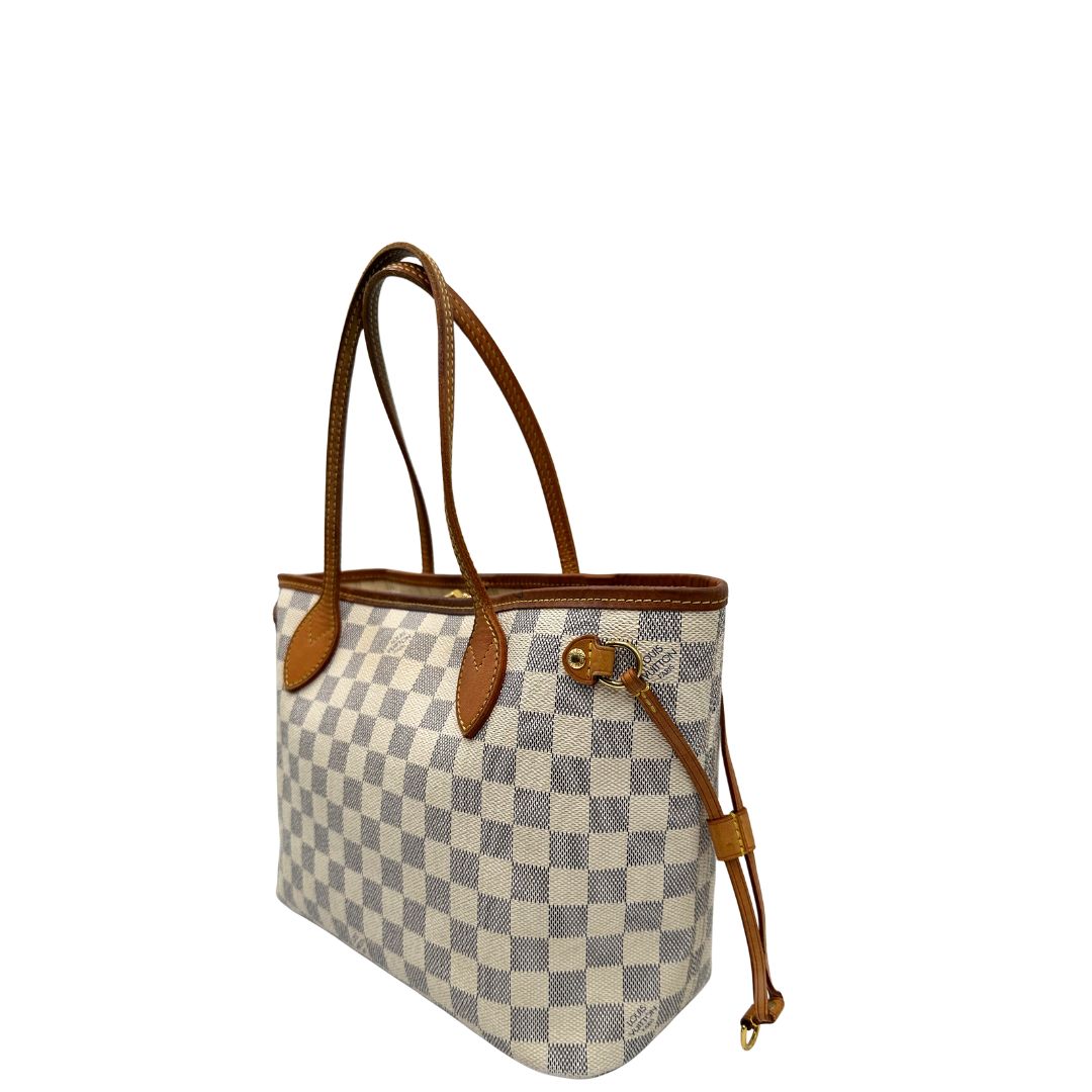 lato Louis Vuitton neverfull pm damier azur 