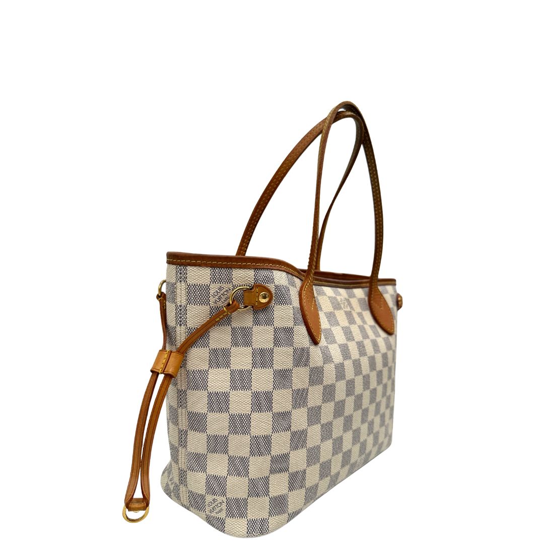 lato Louis Vuitton neverfull pm damier azur  