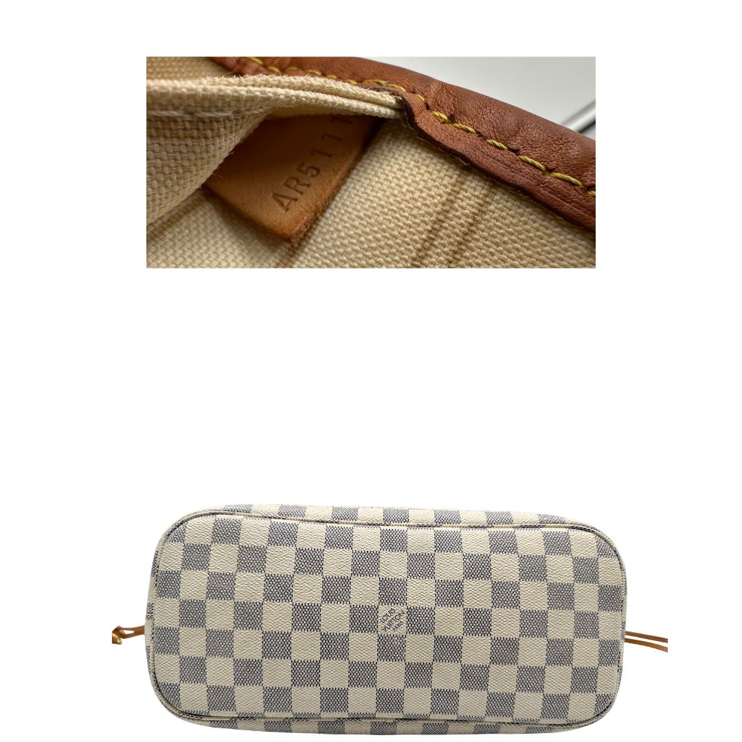 base Louis Vuitton neverfull pm damier azur 