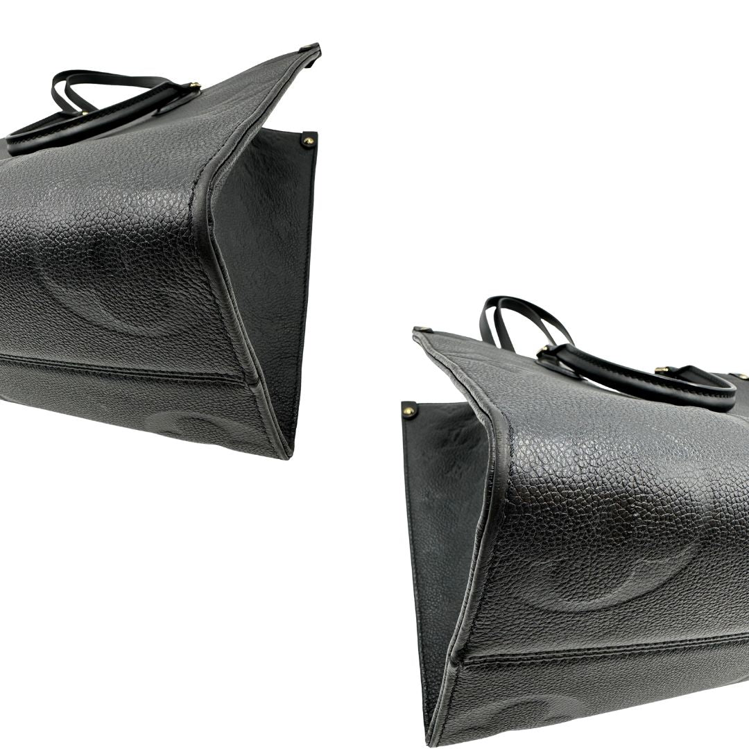 angoli  Louis Vuitton OnTheGo nella versione MM in morbida pelle monogram Empreinte, di lusso, originale, ottime condizioni, usata. 