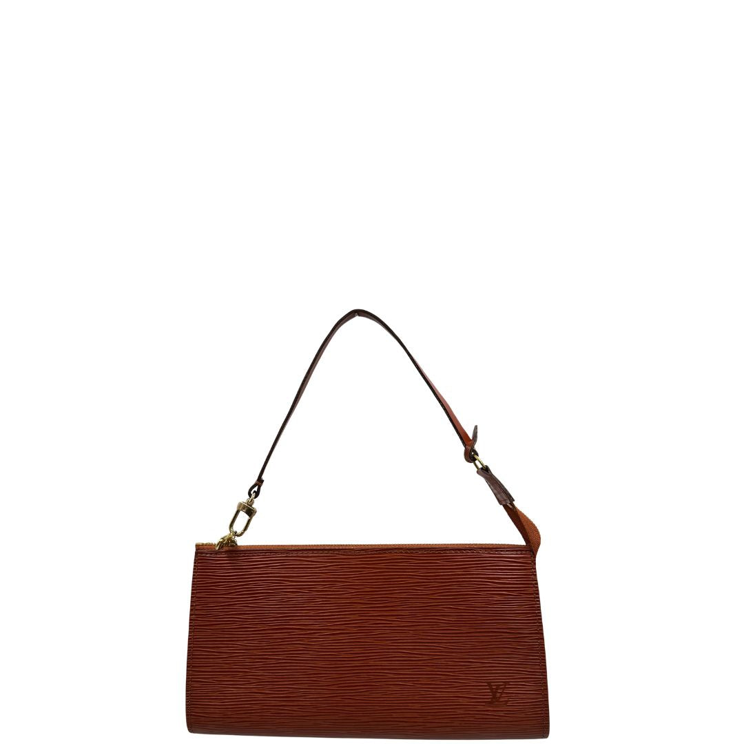 front Pochette LV in pelle epi color cognac, di lusso, originale, ottime condizioni, usata. 