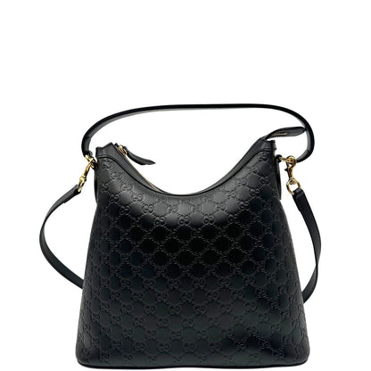 Front, Borsa Gucci in pelle nera GG con hardware dorato. Originale, usata, di lusso, in condizioni eccellenti.