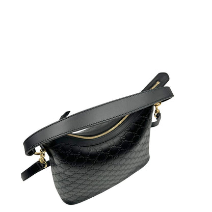 Manico, Borsa Gucci in pelle nera GG con hardware dorato. Originale, usata, di lusso, in condizioni eccellenti.