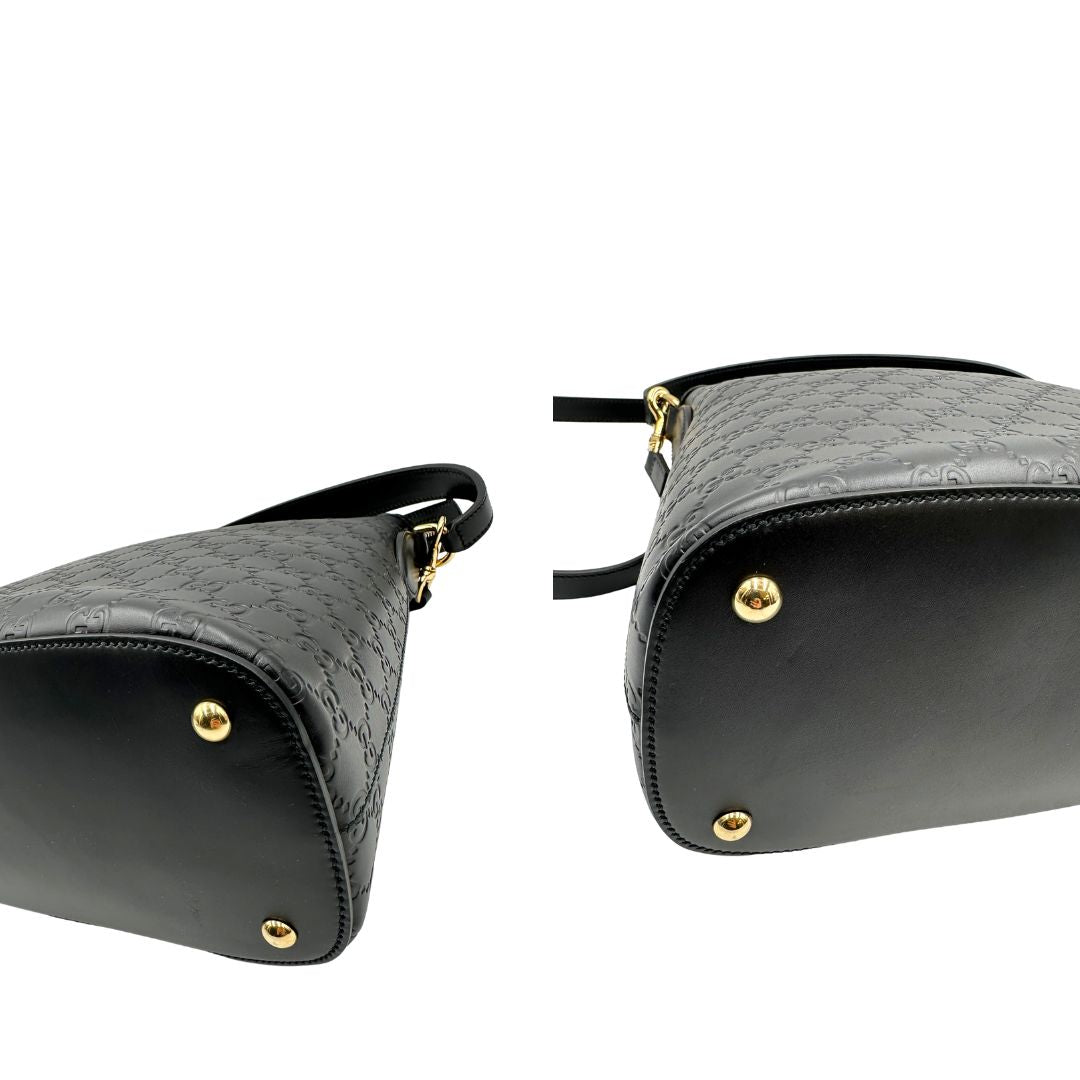 Angoli, Borsa Gucci in pelle nera GG con hardware dorato. Originale, usata, di lusso, in condizioni eccellenti.