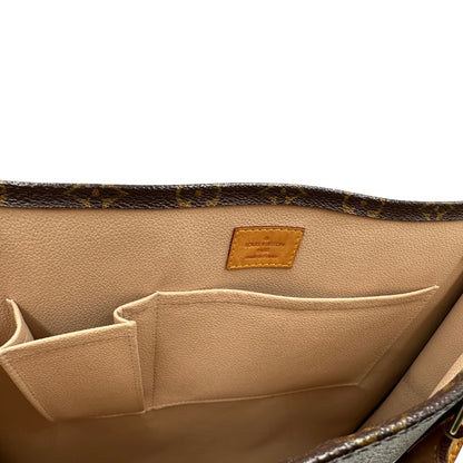 interno Louis Vuitton Sac Plat in tela monogram con doppi manici in vacchetta naturale, di lusso, originale, ottime condizioni, usata. 