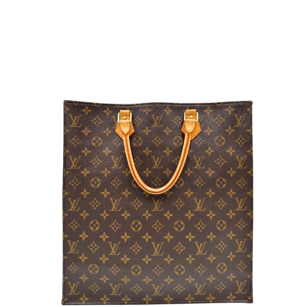 retro Louis Vuitton Sac Plat in tela monogram con doppi manici in vacchetta naturale, di lusso, originale, ottime condizioni, usata. 