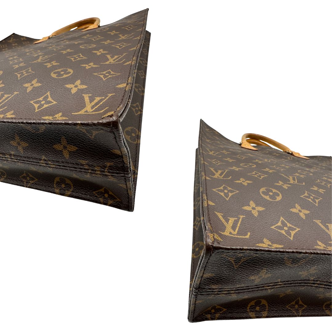 angoli Louis Vuitton Sac Plat in tela monogram con doppi manici in vacchetta naturale, di lusso, originale, ottime condizioni, usata. 