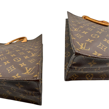 angoli Louis Vuitton Sac Plat in tela monogram con doppi manici in vacchetta naturale, di lusso, originale, ottime condizioni, usata. 