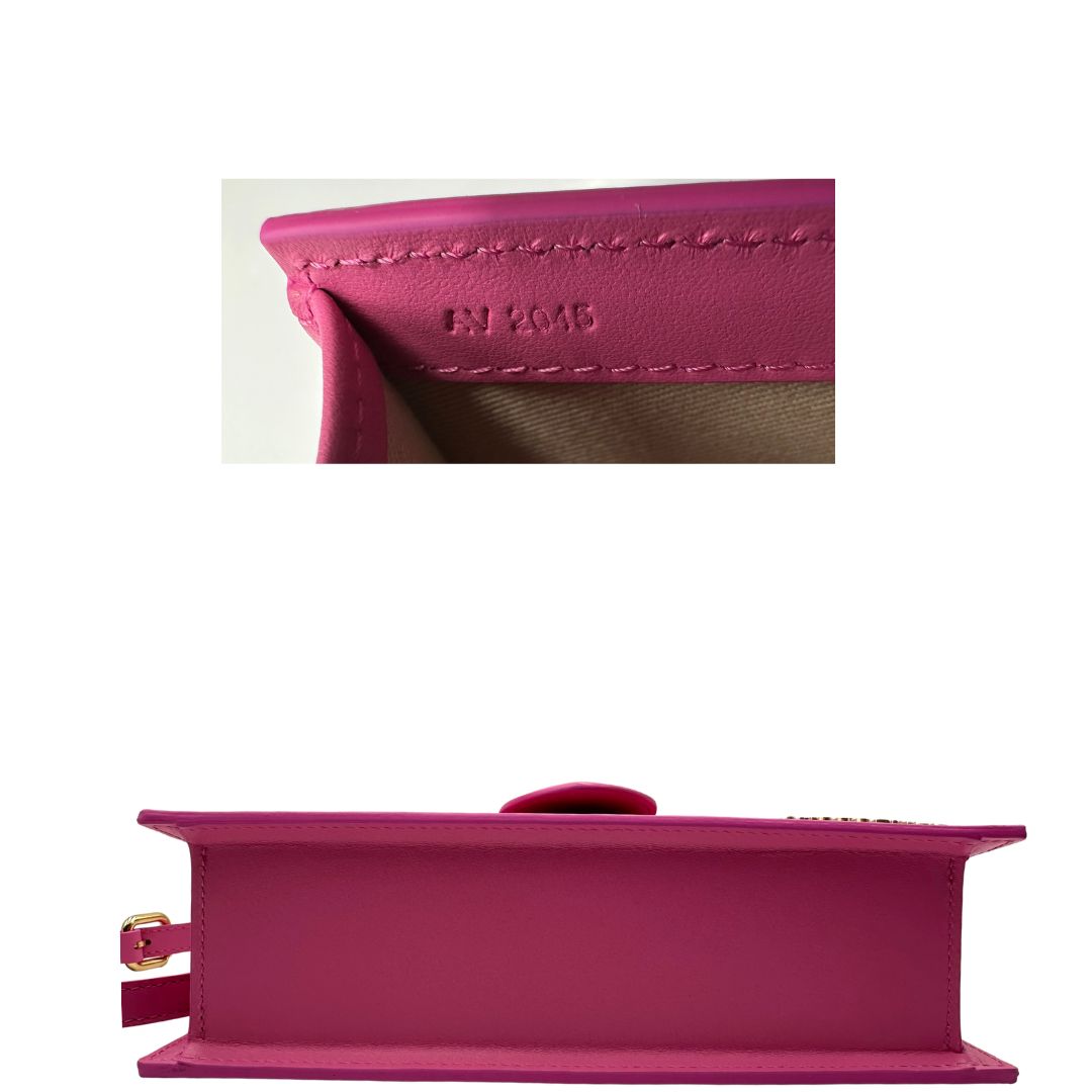 base e cod.  Borsa Jacquemus nella versione Le Grand Bambino neon pink, di lusso, originale, eccellenti condizioni, usata.