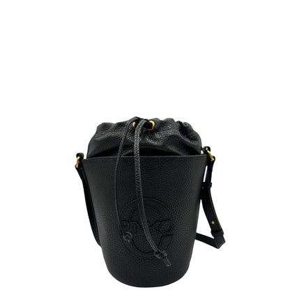 front  Secchiello Pinko in pelle martellata nera, di lusso, originale, eccellenti condizioni, usata. 