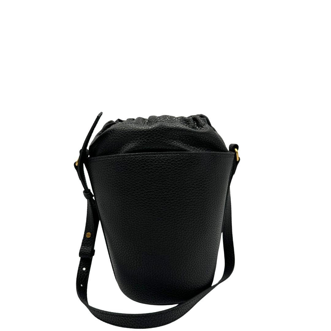 retro  Secchiello Pinko in pelle martellata nera, di lusso, originale, eccellenti condizioni, usata. 