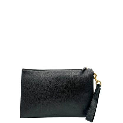 Retro, Pochette Gucci in pelle martellata nera e hardware dorato. Originale, usata, di lusso, in ottime condizioni.