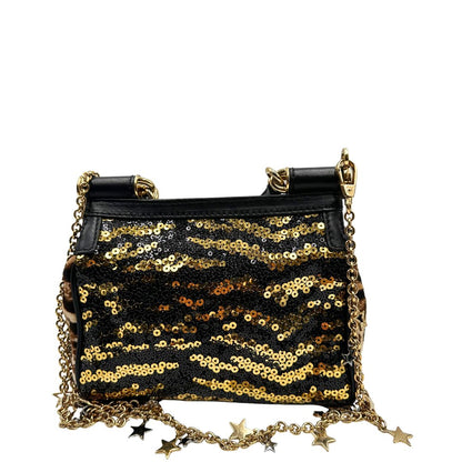 retro  Borsa D&G impreziosita da paillettes dorate e nere, di lusso, usata, ottime condizioni. 