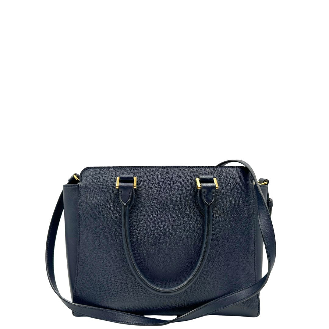 retro Borsa Prada in pelle saffiano blu, di lusso, originale, ottime condizioni, usata. 