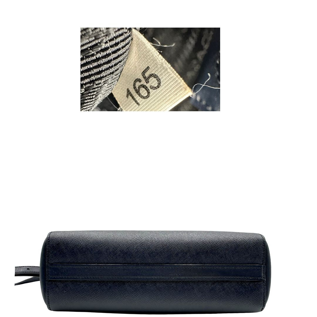 base Borsa Prada in pelle saffiano blu, di lusso, originale, ottime condizioni, usata. 