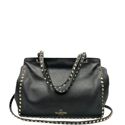 retro Rockstud Valentino Garavani rifinita con borchie piramidali oro chiaro, di lusso, originale, ottime condizioni, usata. 