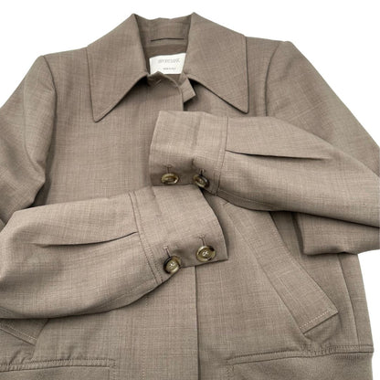 Giacca Sportmax in 100% lana vergine color tortora, di lusso, originale, ottime condizioni, usata.