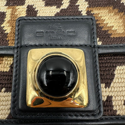  Borsa Etro in tessuto sui toni del marrone trama animalier, di lusso, originale, ottime condizioni, usata.  