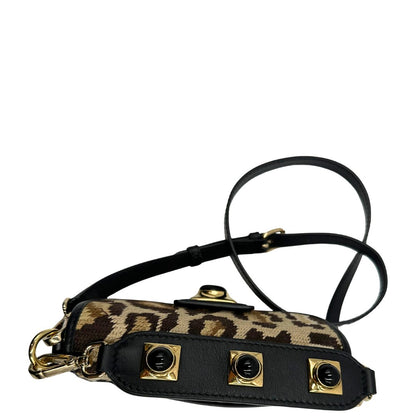 manico  Borsa Etro in tessuto sui toni del marrone trama animalier, di lusso, originale, ottime condizioni, usata.  