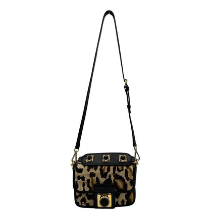 front  Borsa Etro in tessuto sui toni del marrone trama animalier, di lusso, originale, ottime condizioni, usata.  