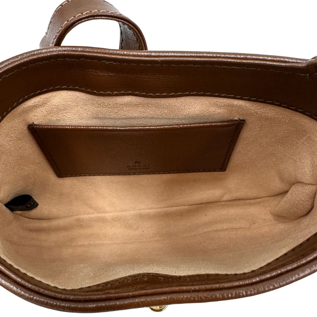 interno  Borsa Gucci Jackie in canvas GG e pelle marrone, di lusso, originale, eccellenti condizioni, usata. 