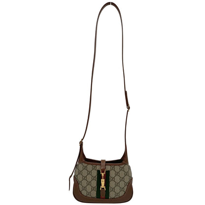 front  Borsa Gucci Jackie in canvas GG e pelle marrone, di lusso, originale, eccellenti condizioni, usata. 