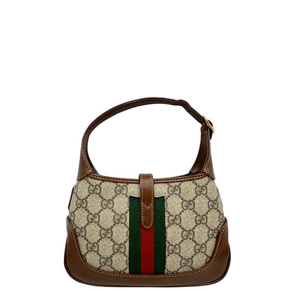 retro  Borsa Gucci Jackie in canvas GG e pelle marrone, di lusso, originale, eccellenti condizioni, usata. 