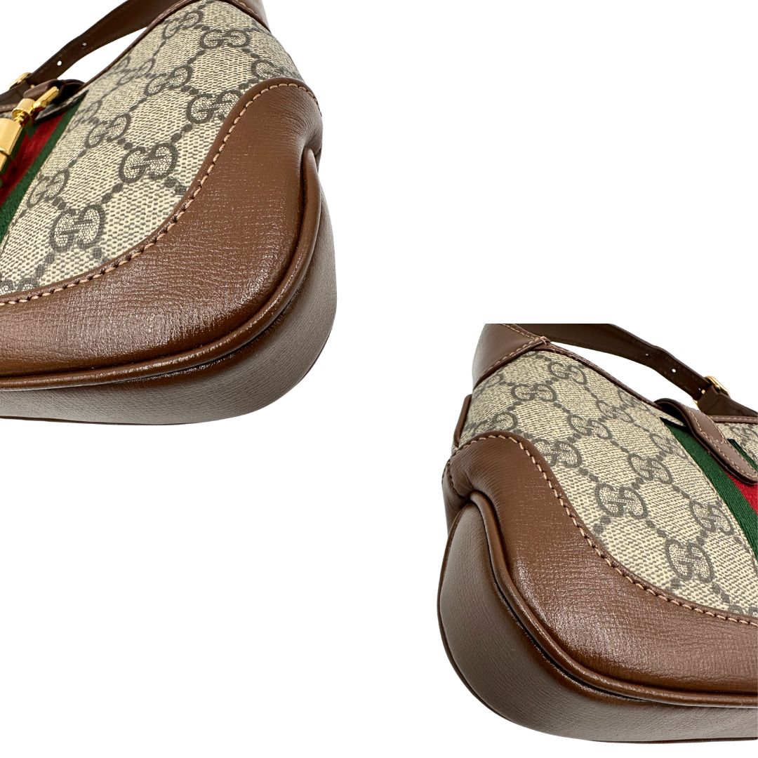 angoli  Borsa Gucci Jackie in canvas GG e pelle marrone, di lusso, originale, eccellenti condizioni, usata. 