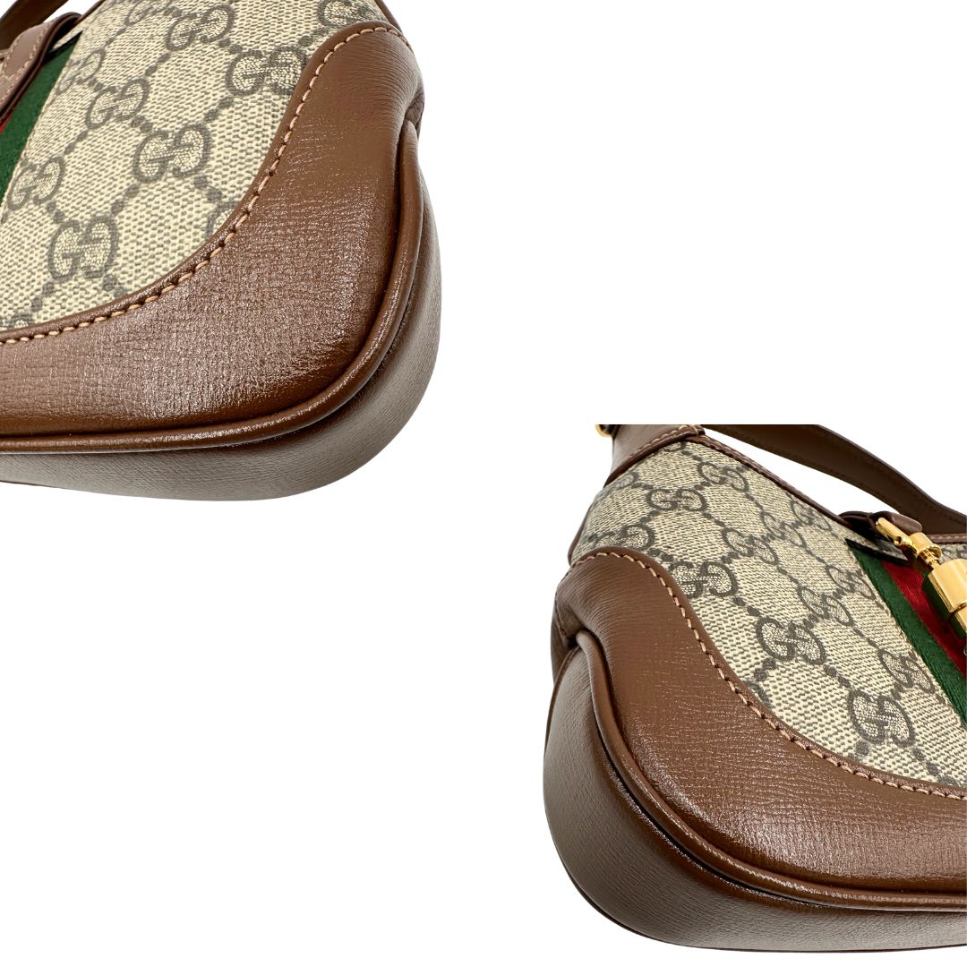 angoli  Borsa Gucci Jackie in canvas GG e pelle marrone, di lusso, originale, eccellenti condizioni, usata. 