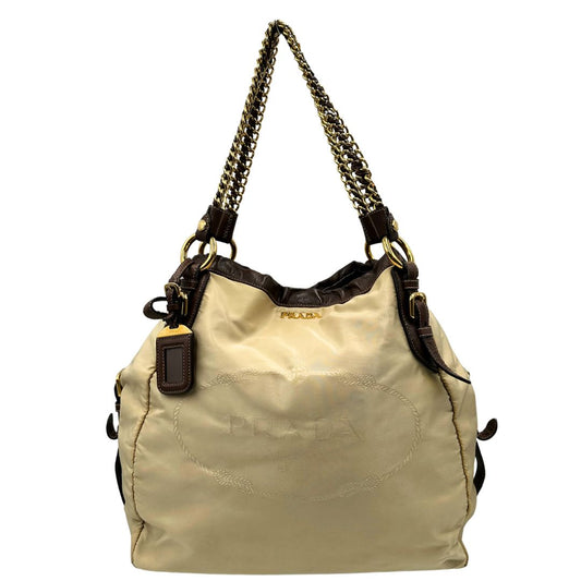 front  Shopper Prada in nylon, munita di doppi manici, indossabile a spalla, di lusso, originale, ottime condizioni, usata.