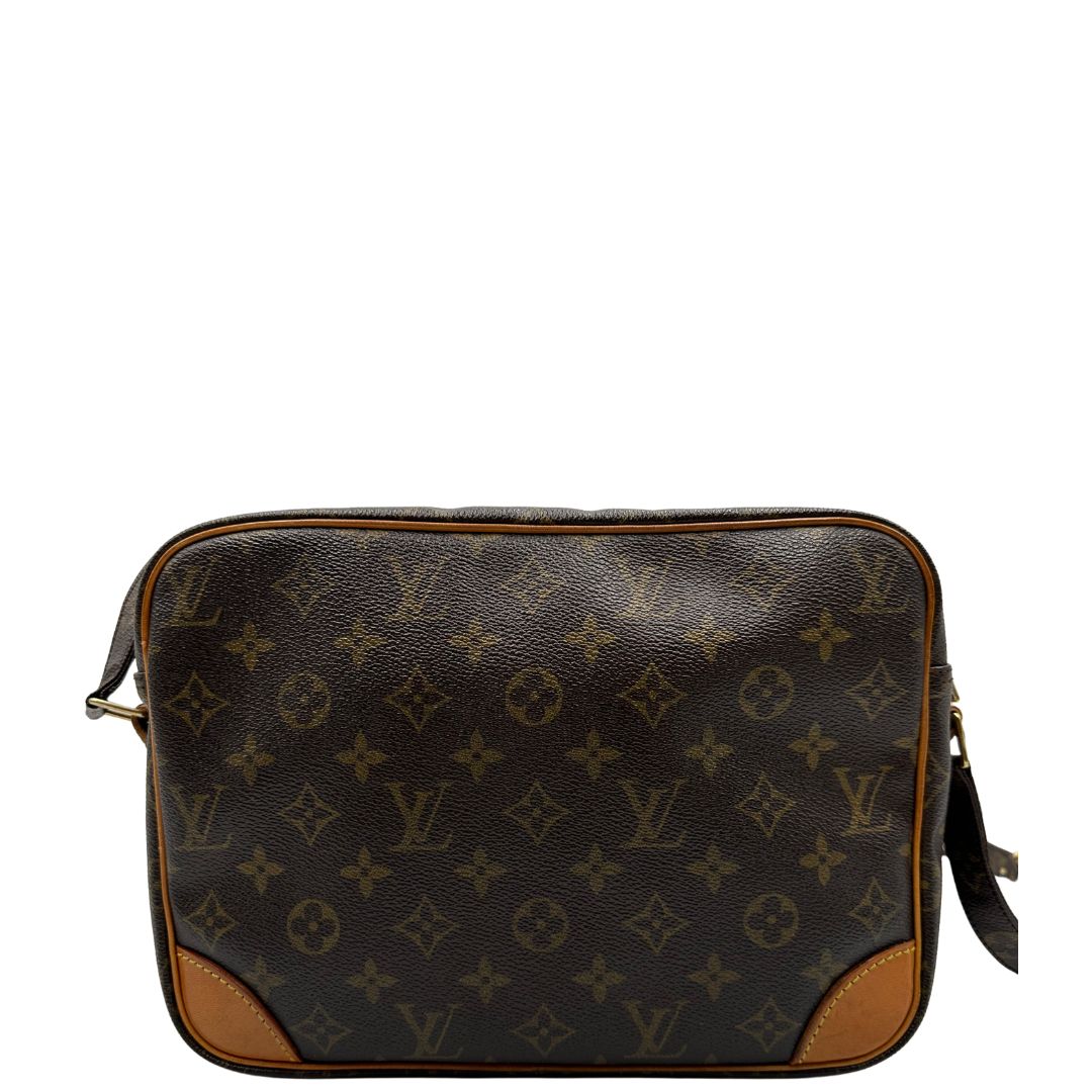 Retro di una borsa Nile con tracolla di LV in canvas monogrammato, usata, originale, second hand, in ottime condizioni.