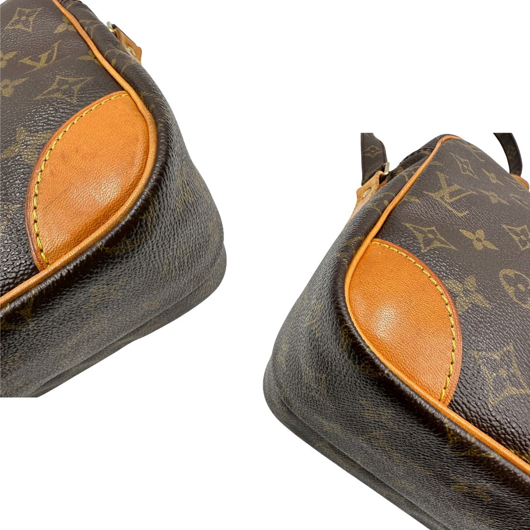 Angoli di una borsa Nile con tracolla di LV in canvas monogrammato, usata, originale, second hand, in ottime condizioni.
