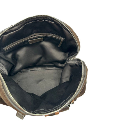 Interno, Borsa YSL realizzata in camoscio marrone trama cocco color marrone cioccolato e hardware argentato, indossabile a spalla. Originale, usata, di lusso, in ottime condizioni.