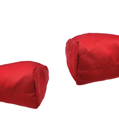 Angoli, Necessaire Prada in tessuto Vela rosso e hardware argentato. Originale, usata, di lusso, in ottime condizioni.