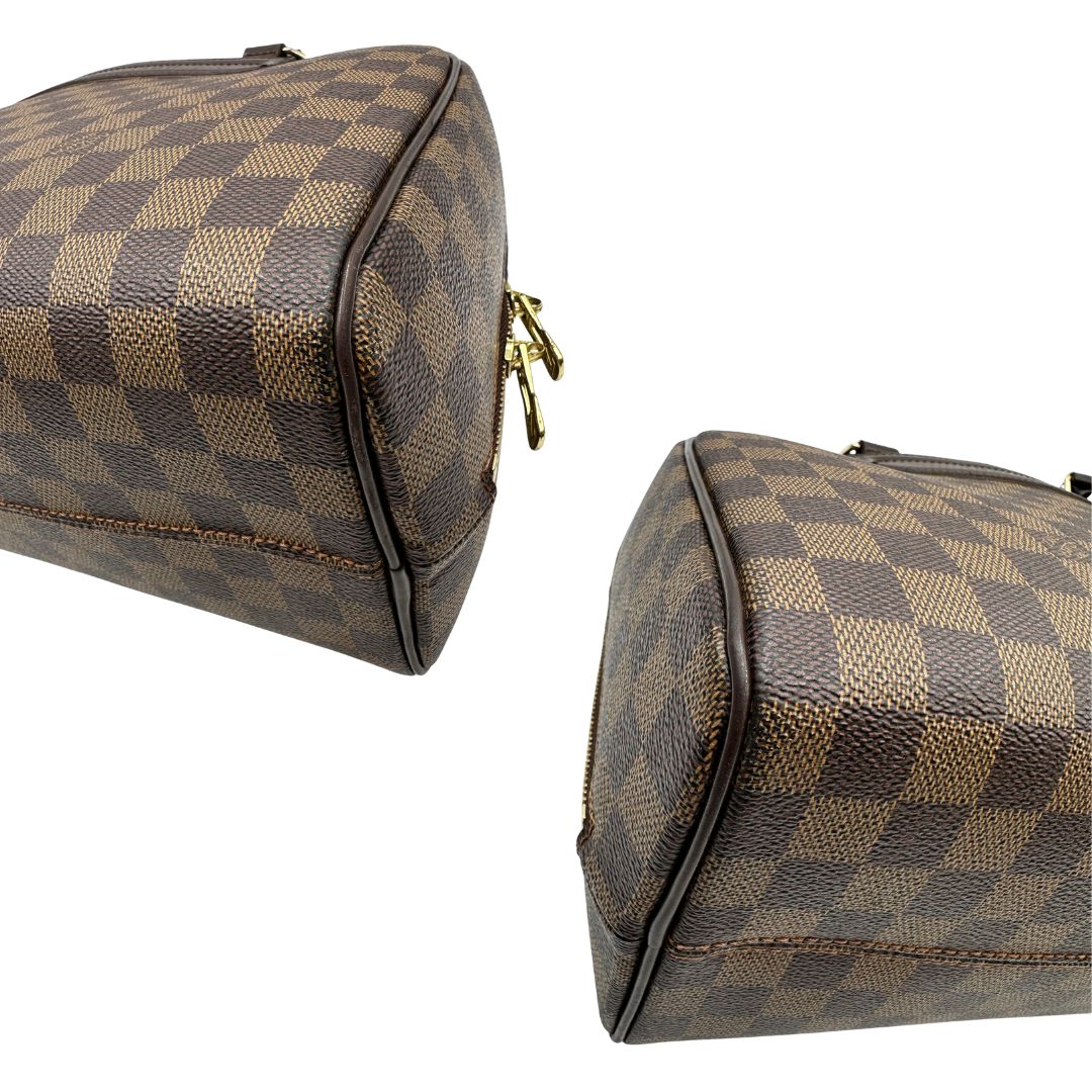 angoli Borsa Nolita in canvas Damier Ébène e hardware dorato, indossabile a mano, di lusso, originale, ottime condizioni, usata. 