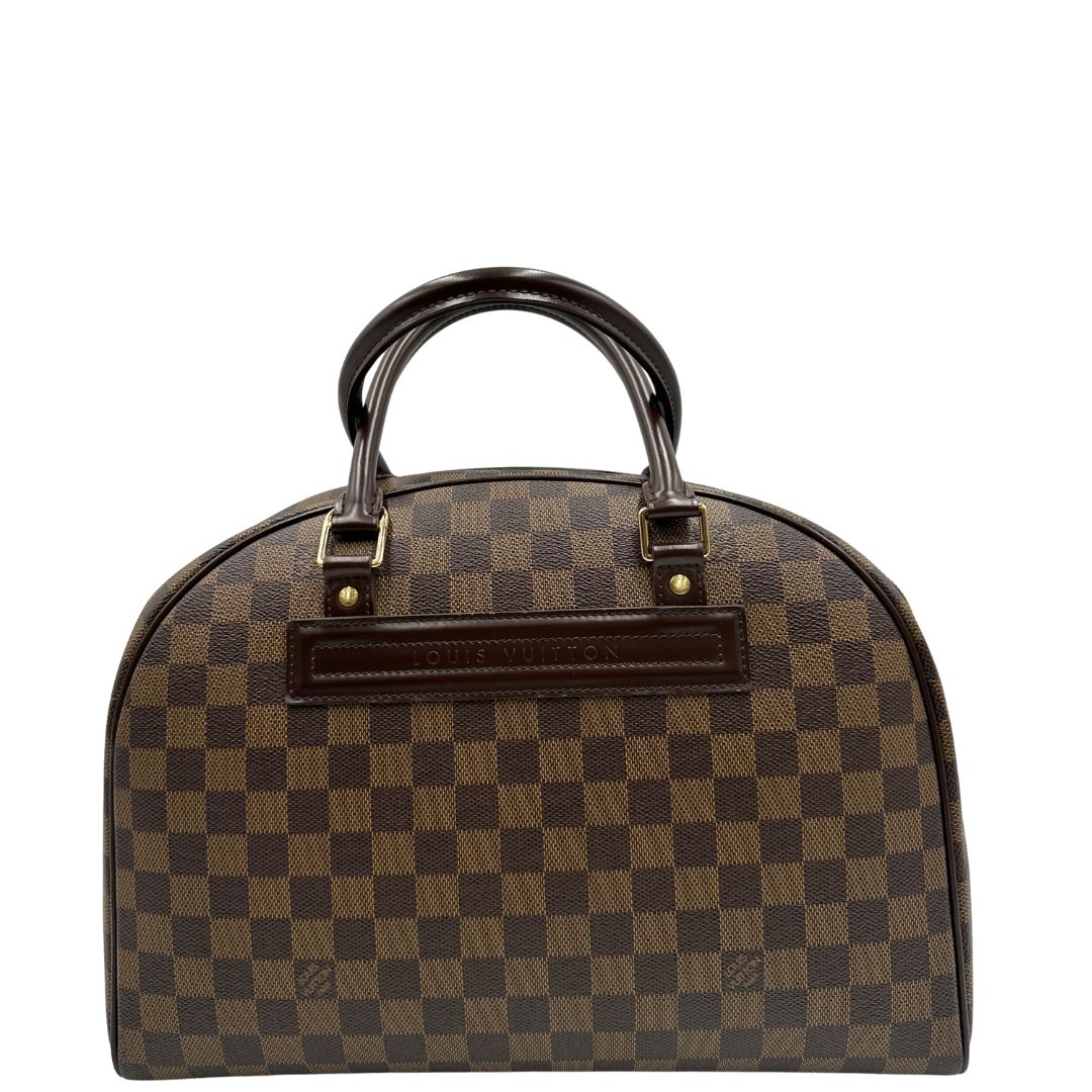 retro Borsa Nolita in canvas Damier Ébène e hardware dorato, indossabile a mano, di lusso, originale, ottime condizioni, usata. 