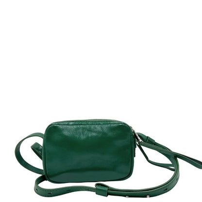 retro Borsa Label Watts in pelle lucida color verde bottiglia, di lusso, eccellenti condizioni, originale, usata. 