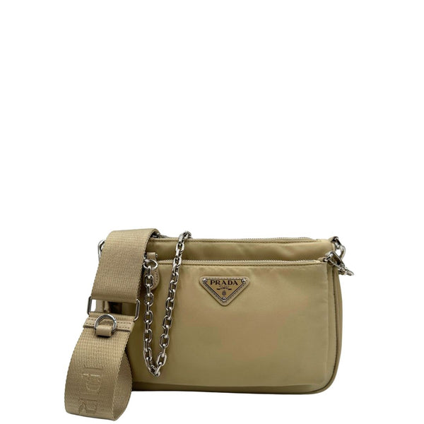 Tracolla Prada in re-nylon beige