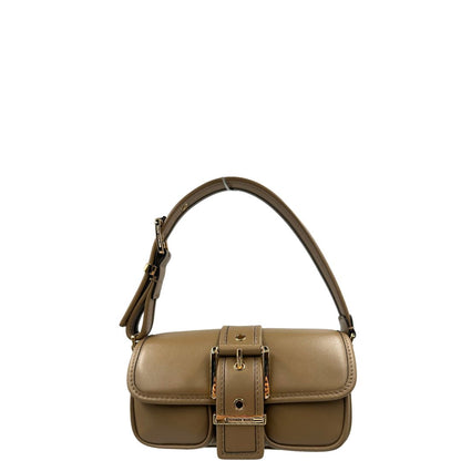 front  Borsa MK in pelle nocciola e hardware dorato, di lusso, eccellenti condizioni, usata. 