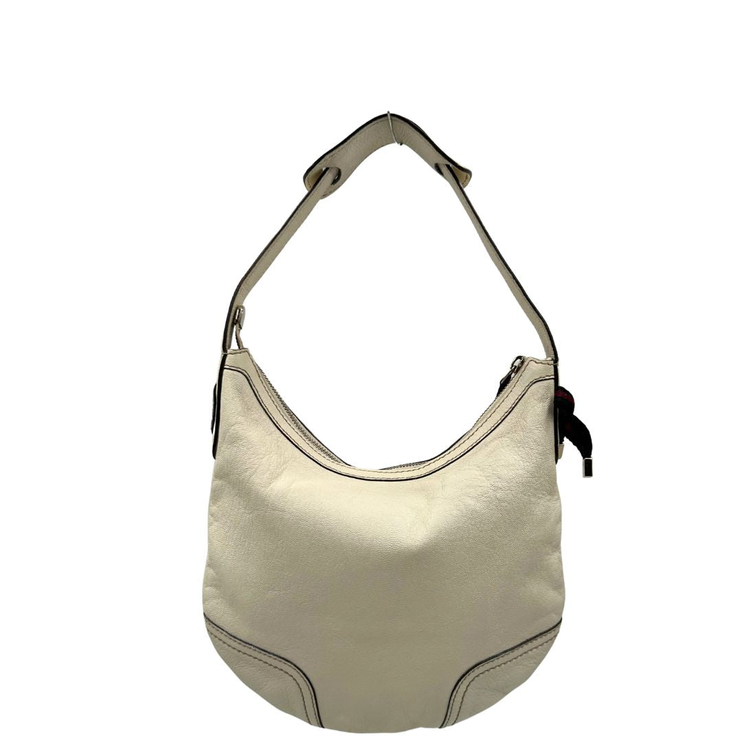 front Mini Hobo Gucci in pelle impreziosita da fiocco Web blu e rosso, di lusso, originale, ottime condizioni, usata. 